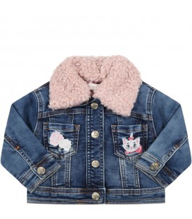 Blue jacket for baby girl with Aristocats