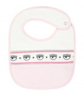 Multicolor bib for baby girl with blinking eyes