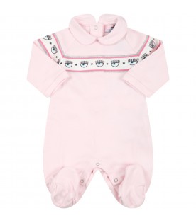 Pink babygrow for baby girl with blinking eyes