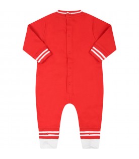 Red babygrow for baby kids with teddy bear