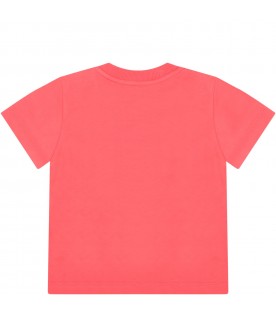 Red t-shirt for baby boy with multicolor logo