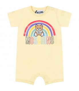Yellow romper for baby kids with logo
