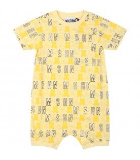 Yellow romper for baby kids with logos