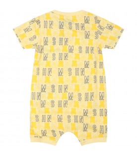 Yellow romper for baby kids with logos