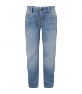 Light blue jeans for kids with logo
