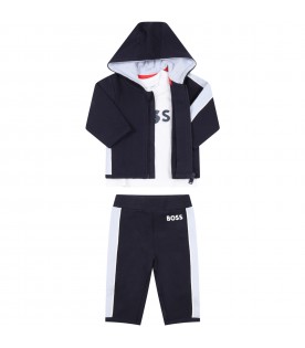 Blue tracksuit for baby boy with logo
