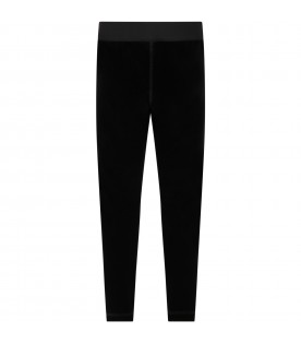 Black trousers for girl with white logo