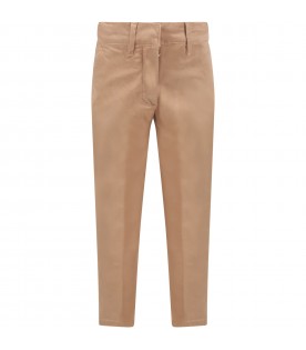 Beige trousers for boy with patch logo