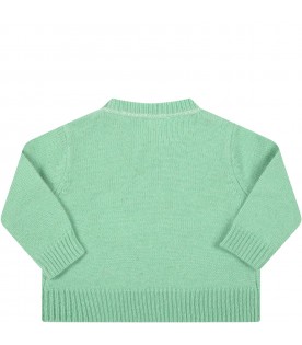 Green sweater for baby kids with logo