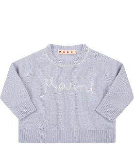 Light blue sweater for baby kids with logo
