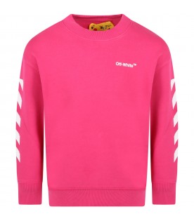 Fuchsia sweatshirt for girl with logo