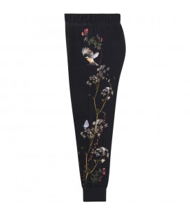 Black sweatpant for girl with prints
