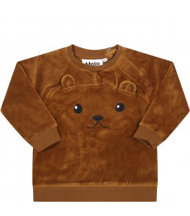 Brown sweatshirt for baby kids with bear