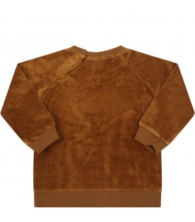 Brown sweatshirt for baby kids with bear