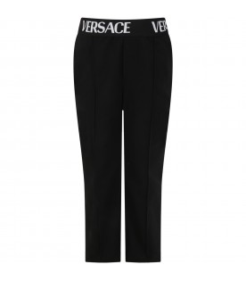 Black trousers for boy with logo and medusa