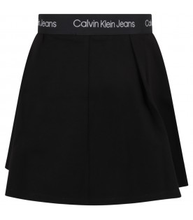 Black skirt for girl with white logo