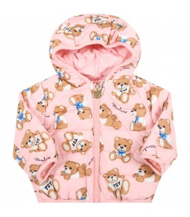 Pink jacket for baby girl with Teddy Bear