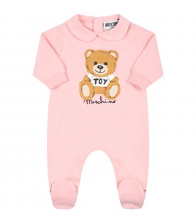 Pink babygrow for baby girl with Teddy Bear