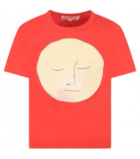 Red t-shirt for kids with moon