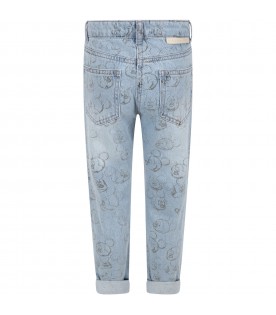 Light blue jeans ffor kids with Mickey Mouse