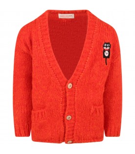 Red cardigan for kids with cat
