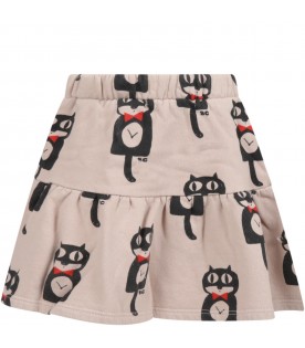 Beige skirt for girl with cats