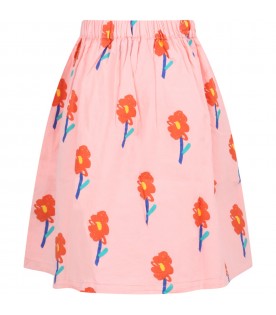 Pink skirt for girl with flowers