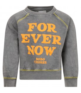 Gray sweatshirt for kids with orange logo