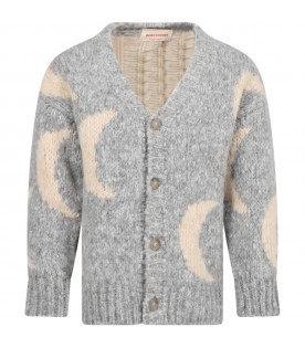 Gray cardigan for kids with moon