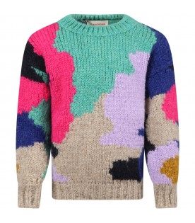 Multicolor sweater for kids with logo