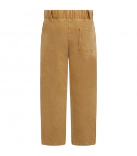Brown trousers for boy with blue logo