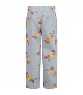 Light-blue trousers for boy with rooster