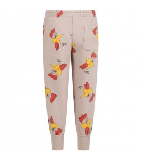 Beige sweatpants for boy with rooster