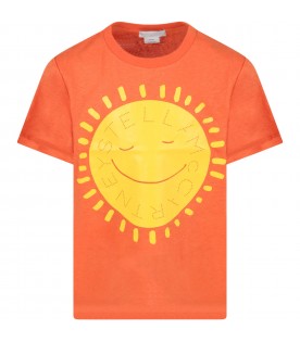 Orange t-shirt for kids with sun