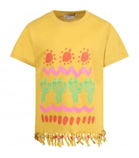 Yellow t-shirt for girl with cacti