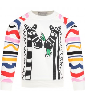White sweatshirt for girl with zebras