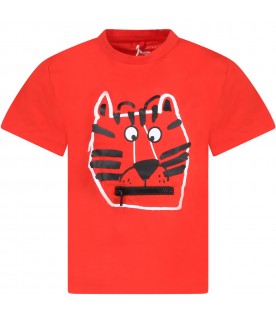 Red t-shirt for boy with tiger