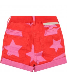 Red short for baby girl with stars