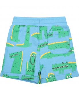 Light blue short for baby boy with crocodiles