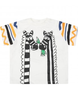 White t-shirt for baby girl with zebras