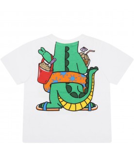 White t-shirt for baby boy with crocodile