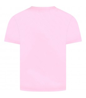 Pink T-shirt for girl with red logo