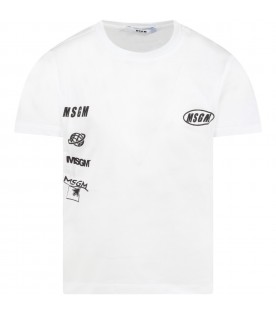 White T-shirt for boy with black logos