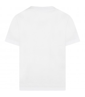White T-shirt for boy with black logo