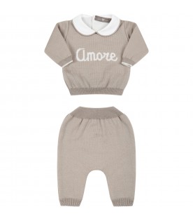 Beige set for baby kids with writing