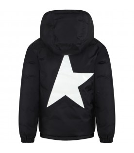 Black jacket for boy with white logo and star
