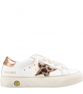 White sneakers for girl with spotted star