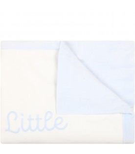 White blanket for baby boy with logo