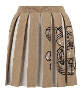 Beige skirt for girl with Thomas Bear