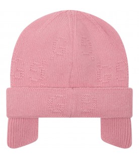 Pink hat for baby girl with iconic GG